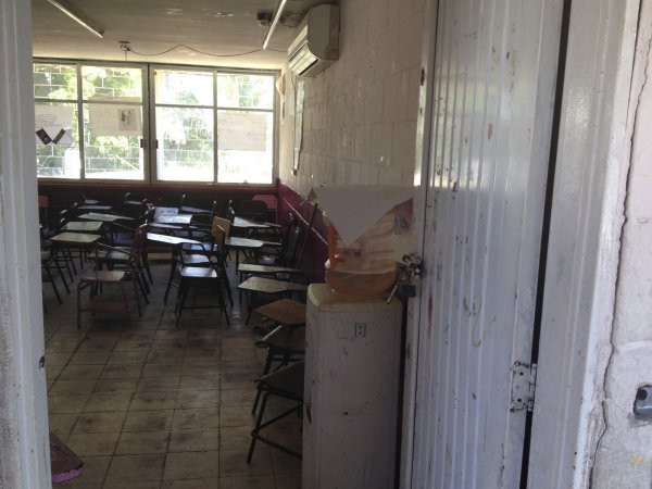 A view from the front door of a classroom at Escuela Josefa Ortiz De Domingue in Culican, Sinaloa, Meixco